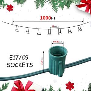 lot 91 image: LUCKY TL 1000 FT C9E17 Christmas Light Sockets Spool Set, Green SPT-1 Wire, 12 Inch Spacing, C9 Outdoor String Lights, UL Listed - Retail $260