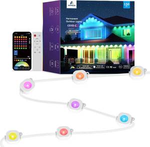 lot 92 image: APPECK Permanent Outdoor Lights 150ft,RGBW Eaves Light with 108 LED Lights,111 Scenes Modes Outdoor Lighting, Waterproof Permanent Light for Daily Holiday Decorations, Works with Alexa,White - Retail $180