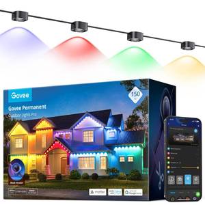 lot 98 image: Govee Permanent Outdoor Lights Pro, 150ft with 90 RGBIC LED Lights for Daily and Accent Lighting, 75 Scene Modes for Outdoor Decor, IP67 Waterproof, Works with Alexa, Google Assistant, Matter, Black - Retail $600