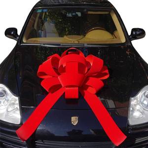 lot 100 image: 30 Giant Car Bow  30 Red Velvet Car Bow - Big Car Bow with Non Scratch Magnet Base, Weather Resistant and Waterproof Vinyl Magnetic Car Bow (1 Pack) - Retail $49