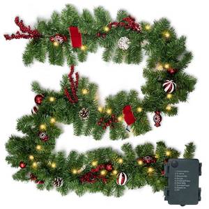 lot 102 image: Nerosun 9FT Christmas Garland with 50LED Lights, Battery Operated Prelit Garland Christmas Decorations Timer 8 Mode, Artificial Outdoor Christmas Garland Greenery Pinecone for Indoor Door Decor - Retail $28