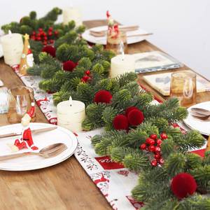 lot 104 image: SY Super Bang 6FT Christmas Garland, Artificial Green Garland Christmas Decorations with Velvet Ball Red Berry Exquisite Ornaments, for Indoor Outdoor Home Table Fireplace Xmas Party Holiday Decor. - Retail $29