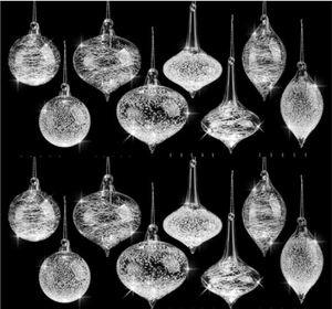 lot 107 image: Uiifan 16 Pack Clear Glass Christmas Ornaments Balls Bulk Blown Glass Tree Ornaments Assorted Size Iridescent   - Retail $25