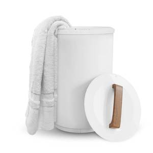 lot 127 image: SAMEAT Heated Towel Warmers for Bathroom - Large Towel Warmer Bucket, Wood Handle, Auto Shut Off, Fits Up to Two 40X70 Oversized Towels, Best Ideals - Retail $100
