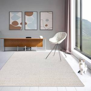 lot 100 image: Restoration and Renovation Hand-Tufted 100% Wool Area Rug �� Unique Modern Geometric Grid Pattern, Soft Plush Textured Carpet (Beige 10 x 10 sq) - Retail $745