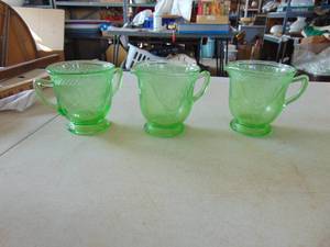 lot 2120 image: Green Glass - Cream and Sugars - -