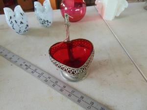 lot 2147 image: Crystal -Marked Brama - England - Silverplate relish dish 