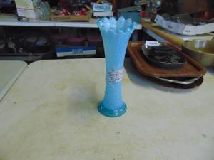lot 2196 image: Opalescent Blue Vase