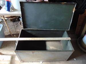 lot 2317 image: Large Metal Box with lid 36 x18 I beleive