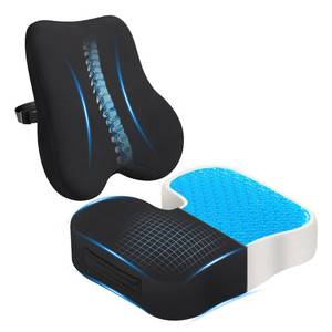 lot 4 image: Gel-Infused Seat Cushion & Memory Foam Lumbar Pillow Set,Non-Slip Bottom��Breathable Mesh Cover��Portable Handle - Ergonomic Support for Office Chair Cushion, Car Seat Cushion and Wheelchair��Black - Retail $33