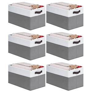 lot 9 image: Cupic Cupid Storage Bins Closet, Fabric Closet Organizers and Storage, 6-Pack Baskets for Organizing, Large Storage Boxes with Handles for Clothes and Toys, Gray and White - Retail $33