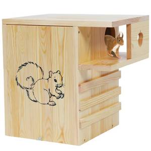 lot 12 image: Widened Wooden Squirrel House Outdoor, Large Nesting Box with External Platform for Squirrels and Chipmunks - Retail $100