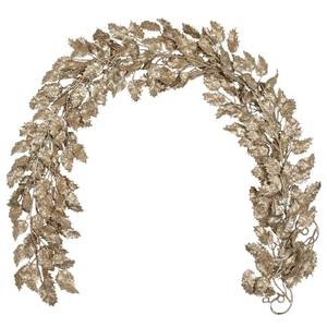 lot 19 image: 3 Pcs 6FT Christmas Garland Champagne Gold Glittered Artificial Holly Leaves for Mantle Christmas Tree Decorations Indoor Outdoor Hanging Garland Ornaments Garden Door Wall Window Stair Home Decor - Retail $27