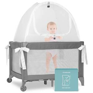 lot 21 image: Mini Crib and Pack and Play Tent, Net Canopy to Keep Baby from Climbing Out, Breathable Mesh with Auto-Lock Zipper and Latch, Safety Tent for Travel and Sleep (Mosquiteros para Cunas de Bebes) - Retail $45