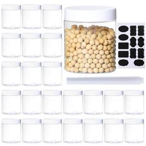 lot 24 image: 24Pack 8oz Plastic Jar Storage Container with White Lids Airtight Clear Wide-mouth Slime Storage Jars for Cosmetic Cream Light Clay - Retail $20
