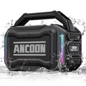 lot 34 image: ANCOON Speakers Bluetooth Wireless 80W(Peak) Loud Speaker with Bass, 20H Playtime, IPX6 Waterproof, Large Jobsite Speakers for Work, Outdoor, Workshop, Garage, Portable Speaker with TWS (Black) - Retail $90