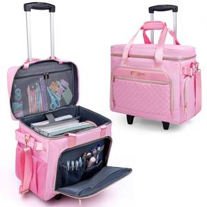 lot 40 image: YIEMICPRO Rolling Teacher Bag with Detachable Cart - 1680D Waterproof Oxford Rolling Cart for Teachers, Large Capacity Tote with Wheels Fits 15.6 Laptop & Tablet(PINK) - Retail $63