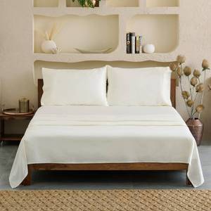 lot 53 image: Weddingly Certified Supima Cotton Split King 5-Piece Sheet Setwith Fiber Coin for genuity American Cotton15 Inch Deep PocketUltrasoft & durableVibrant Color & Strong FiberSateen Weave (Ivory)
