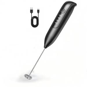 lot 56 image: Electric Milk Frother Handheld Rechargeable - LED Digital Display, Bare-Bones Version - Blackish Purple
