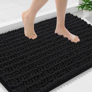 lot 63 image: Smiry Bathroom Rugs Mat 36x24, Extra Soft Absorbent Chenille Bath Rugs, Non Slip Rubber Backing Machine Washable Quick Dry Bath Mats for Bathroom Floor, Tub, Shower, Home Decor Accessories, Black - Retail $29