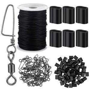 lot 68 image: Otoolling Decoy Crimp Swivel Snap PVC Decoy Cord Line Set, 60 Pcs Aluminum Crimps for Duck Goose 30 Pcs Snap Swivels Ball Bearing Fishing Swivels for Freshwater Fishing Hunting Trap(Black) - Retail $24