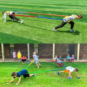 lot 70 image: Elastic Fleece Cooperative Stretchy Band Integrations Dynamic Movement Exercise Stretchier Latex 12 Feet Creative Moving Prop for Group Activities Special Needs Large Motor Coordination - Retail $30