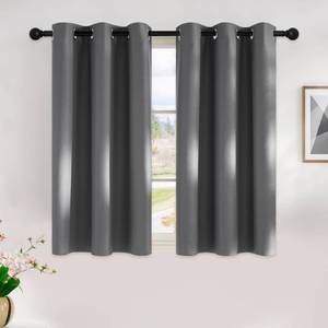 lot 71 image: NICETOWN Grey Kitchen Blackout Short Curtain Panels for Bedroom, 45 Inch Long Thermal Insulated Grommet Top Blackout Draperies and Drapes (2 Panels, W42 x L45 -Inch, Grey) - Retail $10