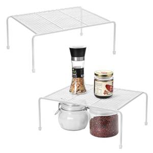 lot 75 image: Lonian Kitchen Cupboard Organiser - Home Storage Shelf Wire Rack (2-Pack) for Cabinets, Countertops, Pantries  Rust-Proof, Space Saving, White - Retail $22