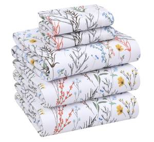 lot 79 image: RUVANTI 100% Cotton Sheets �� Split King Size Percale Bedding, Cooling & Breathable Floral Design, Durable with a Crisp, Soft & Comfortable Feel, 16 Deep Pocket, 5-Piece Set, Aroma - Retail $59