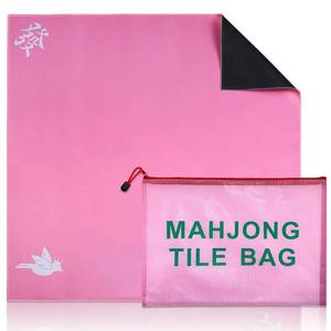 lot 81 image: Colorato Mahjong Mat for Table with Mahjong Tile Bag, Anti Slip and Noise Reduction Table Cover for Mah jongg, Poker, Card Games, Board Games (Pink, 31.531.5) - Retail $16