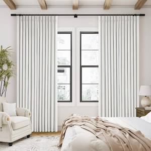 lot 82 image: TWODRAPES 90 Inch Linen Blackout Curtains Pinch Pleated for Living Room Thermal Noise Reduction Two Layer 100% Black Out Curtains with Liner Back Tab Pinch Pleat Rings Hooks Window Drapes Track Ivory - Retail $67
