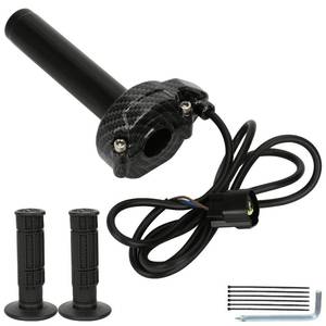 lot 90 image: SHIQINHA Electric Dirt Bike Throttle Handle Kit Compatible with Surron Light Bee X and S LBX, Imitation Carbon Fiber Quick Twist Throttle for Segway X260 X160 E-Ride Pro S E-Bike with Handlebar Grips - Retail $30