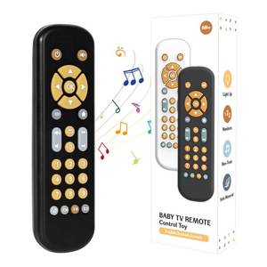lot 91 image: Orzbow Baby Remote Control Toy for 6 Months with Music, TV Remote Toy with Realistic Light and Sound - English, French and Spanish for Infant Play - BPA Free, Black - Retail $11
