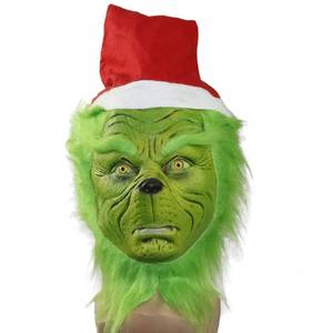lot 94 image: Beita Christmas Deluxe Latex Green Full Head Stole Christmas (Mask-B) - Retail $30