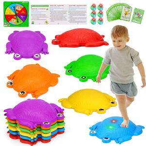 lot 98 image: 6 PCS Kids Stepping Stones Light Up Frog Balance Stones Outside Toys Ages 3-5 4-8 Plastic Jumping Step Stone Indoor Outdoor Sensory Play Toddler Obstacle Course Coordination Game 3 4 5 6 7 Year Old - Retail $35