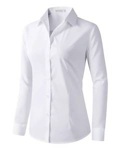 lot 105 image: Beninos Womens Dress Shirts Long Sleeve Button Down Shirt Work Wear (225 White, XL) - Retail $18