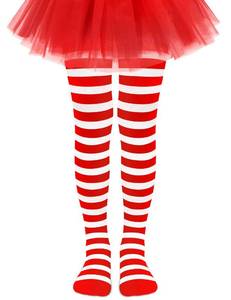 lot 107 image: qikqik Red & White Striped Tights for Toddler Girls, 20 Den, Size S (70-90 cm27.56-35.43 (1-3T)), M (90-110 cm35.43-43.31 (3-6 Years)) - Retail $9