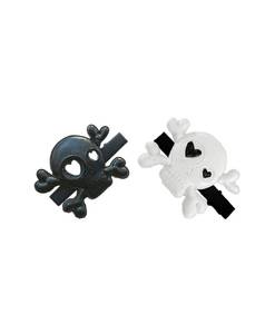 lot 111 image: ONLY ONE, BLACK Halloween Skull Hair Clips Skeleton Hair Barrettes Clips Halloween Goth Hair Pin BHWH03 (White-Black) - Retail $7
