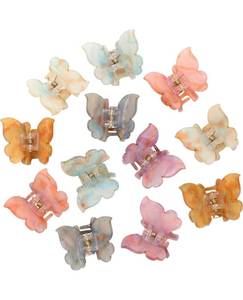 lot 120 image: Sequins Butterfly Hair Clips - 12PCS Small Clamps for Thin Hair Styling Accessories, Classic Claws for Women & Girls - Retail $10