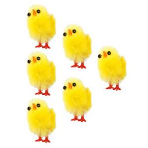 lot 130 image: SEE PHOTOS FOR SIZE REFERENCE Mini Plush Easter Chicks Chicks Figurine Miniature Farm Animals Figure Cake Toppers Decor Easter Party Basket Filler 6Pcs - Retail $11
