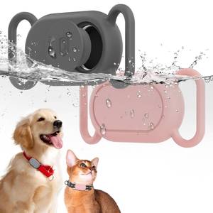 lot 135 image: Waterproof Silicone Case Holder for Galaxy Smarttag2, 2 Pack Pet Dog Cat Collars, Anti-Lost Scratch Resistant Holder Accessory Protective Cover for Samsung Galaxy Smart tag2 (GreyPink) - Retail $9