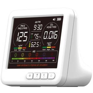 lot 145 image: Professional Indoor Air Quality Monitor with 7X AQI,16 in 1 Portable Real-Time Detector for PM2.5  PM10  CO2  TVOC  HCHO  Temp  Hum for Home Cars Plants Pets (White) - Retail $140