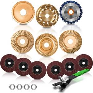 lot 148 image: 13PCS Wood Carving Disc Set for 4 or 4 12 Angle Grinder, Stump Tool Grinder Disc Wheel Attachments for Woodworking, Stump Grinding Tools for Wood Cutting Shaping Carving Sanding and Polishing - Retail $29