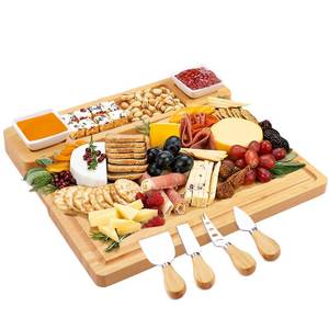 lot 152 image: Charcuterie Boards and Knife Set - Bamboo Cheese Board - Wine Meat Cheese Tray Platter - Unique Housewarming Gifts, Anniversary Wedding Gifts for Couple, Bridal Shower Gift - Retail $26