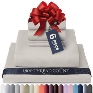 lot 165 image: BELADOR Silky Soft King Sheet Set - 6 Piece Bed Sheets for King Size Bed, Secure-Fit Deep Pocket Sheets with Elastic, Breathable Hotel Sheets & Pillowcase Set, Wrinkle Free Oeko-Tex Sheets - Retail $20