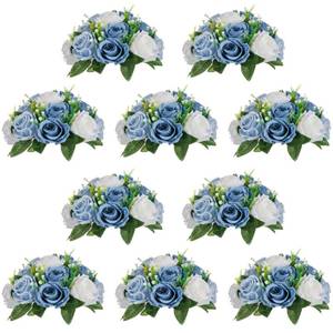 lot 168 image: NUPTIO Flower Ball Arrangement Bouquet - 10 Pcs 9.5 inch Diameter Dusty Blue Fake Flowers Roses Balls for Centerpieces Tables - Artificial Rose Arrangements for Wedding Centerpiece Table Decorations - Retail $90