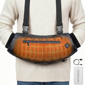 lot 169 image: Heated Hand Warmer Pouch, PU Leather Electric Heated Hand Muff, With10000mAh Rechargeable Power Bank Hand Warmer, 3 Levels Heating for Football, Hunting,Fishing,Camping.(Power Bank Included) - Retail $40