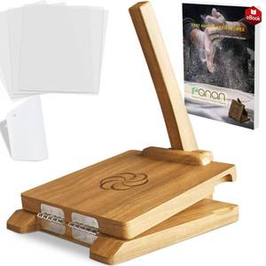 lot 170 image: panan Wooden Tortilla Press Mexican Tortillera Presser Made from Natural Food-Grade Acacia Wood - Large Wood Pataconera with 50 Pieces Parchment Paper, Dough Cutter and Recipes eBook (Square 10) - Retail $70