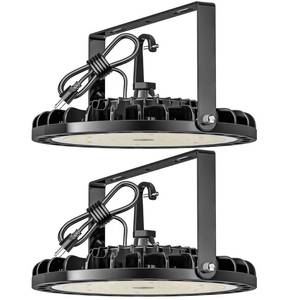 lot 187 image: Flakeeper LED High Bay Light 150W, 22500 LM with US Plug 5ft Cable (150LMW), 5000K Daylight, Waterproof, UFO Commercial Warehouse Workshop Factory Barn Garage Area Lighting Fixture, 2 Pack - Retail $60
