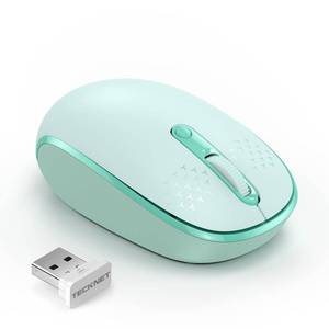 lot 201 image: TECKNET Wireless Mouse for Laptop, 2.4G Quiet Computer Mouse with USB Receiver, 4 Buttons Portable Cordless Mice for Chromebook, Laptop, PC, Mac, 80012001600 DPI - Mint Green - Retail $9